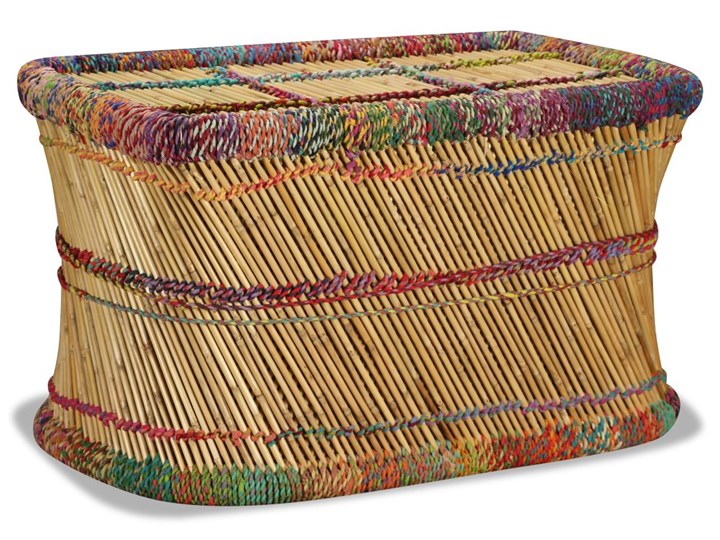 vidaXL Stolik kawowy z detalami w stylu chindi, bambus, wielokolorowy Stal Wysokość 45 cm Metal Średnica