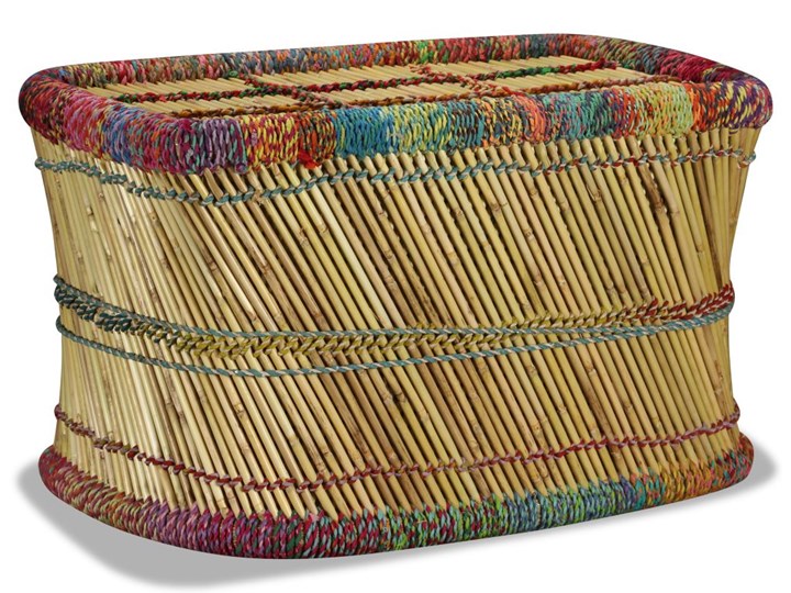vidaXL Stolik kawowy z detalami w stylu chindi, bambus, wielokolorowy Kategoria Stoliki i ławy Metal Wysokość 45 cm Stal Średnica