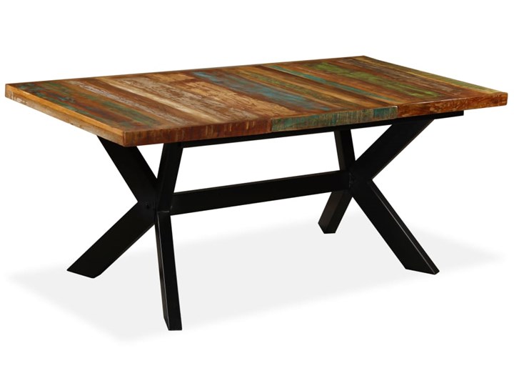 vidaXL Stół jadalniany, drewno odzyskane, stalowe nogi krzyżowe, 180cm Metal Wysokość 76 cm Styl Vintage