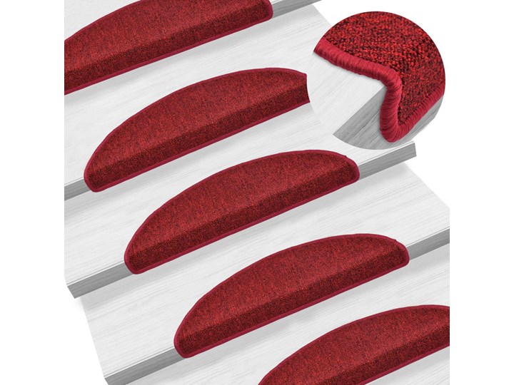 vidaXL Nakładki na schody, 15 szt., 56 x 17 x 3 cm, bordowe 17x56 cm Syntetyk Nakładki schodowe Nieregularny Kolor Czerwony