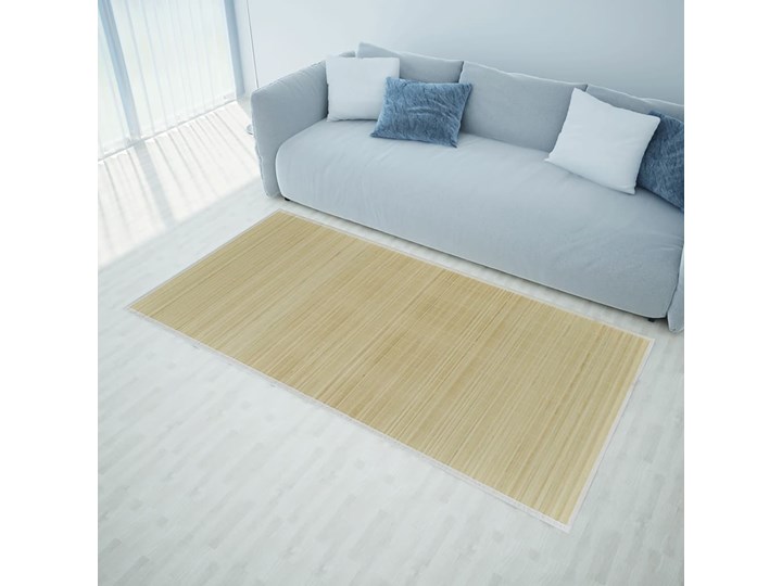 vidaXL Naturalny, prostokątny dywan bambusowy, 120 x 180 cm Poliester 120x180 cm Dywaniki Syntetyk Dywany Pomieszczenie Salon