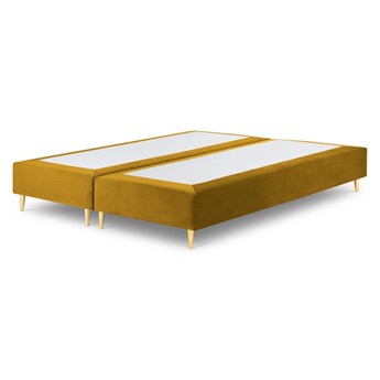 Musztardowe aksamitne łóżko dwuosobowe Milo Casa Lia, 180x200 cm
