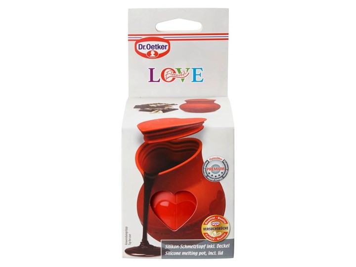 Czerwone silikonowe naczynie do rozpuszczania czekolady Dr. Oetker Flexxibel Love, 250 ml Kolor Czerwony