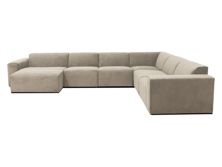 Beżowa sztruksowa sofa modułowa w kształcie litery "U" Scandic Sting, lewostronna Modułowe Liczba miejsc Pięcioosobowy i więcej Lewostronne Wysokość 70 cm Szerokość 371 cm Głębokość 141 cm Nóżki Bez nóżek