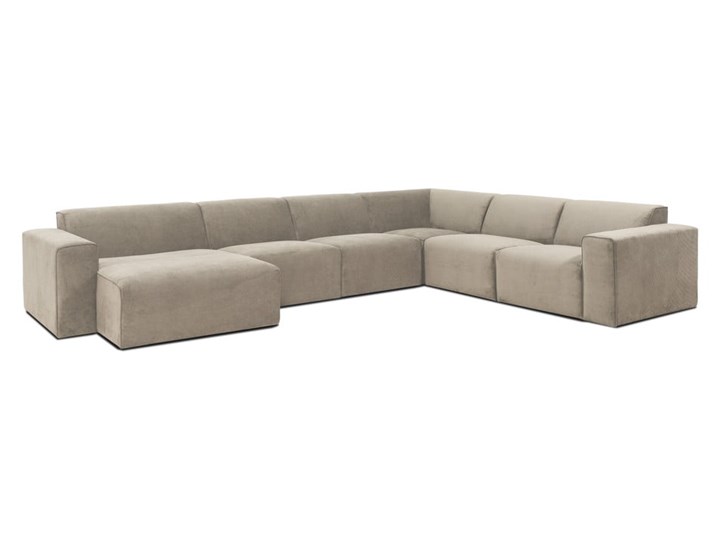 Beżowa sztruksowa sofa modułowa w kształcie litery "U" Scandic Sting, lewostronna