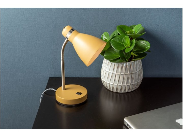 Żółta lampa stołowa Leitmotiv Study, wys. 30 cm Metal Kolor Żółty Lampa z kloszem Kategoria Lampy stołowe