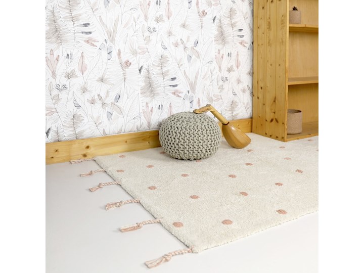 Beżowo-różowy dywan z bawełny wykonany ręcznie Nattiot Numi, 100x150 cm Bawełna Syntetyk Kategoria Dywany Dywany Prostokątny Kolor Beżowy