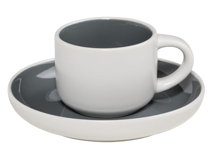 Antracytowo-biała filiżanka do espresso ze spodkiem Maxwell & Williams Tint, 100 ml Kategoria Filiżanki Porcelana Filiżanka ze spodkiem Kolor Biały
