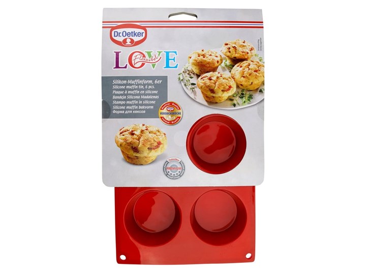 Czerwona silikonowa forma na 6 muffinów Dr. Oetker Flexxibel Love Kolor Czerwony