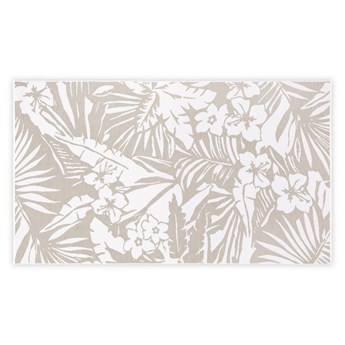 Beżowo-biały bawełniany dywanik łazienkowy L'appartement Floral, 100x180 cm