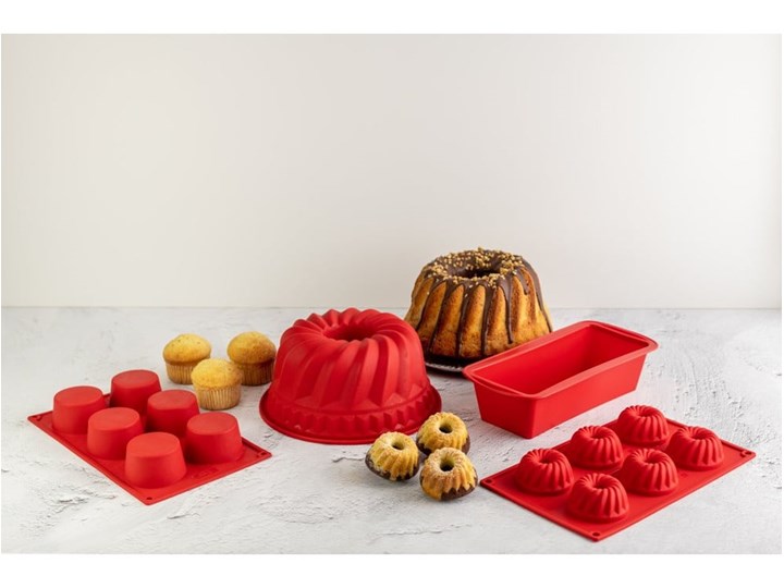 Czerwona silikonowa forma na 6 muffinów Dr. Oetker Flexxibel Love Kolor Czerwony