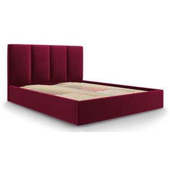 Bordowe aksamitne łóżko dwuosobowe Mazzini Beds Juniper, 160x200 cm