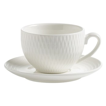 Biała porcelanowa filiżanka ze spodkiem Maxwell & Williams Diamonds, 100 ml