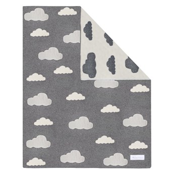 Szaro-biały bawełniany kocyk dziecięcy Kindsgut Clouds, 80x100 cm