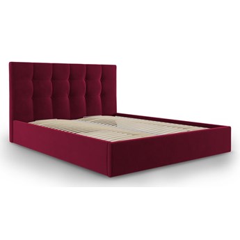 Bordowe aksamitne łóżko dwuosobowe Mazzini Beds Nerin, 160x200 cm
