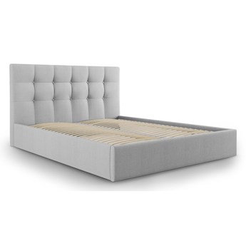 Jasnoszare łóżko dwuosobowe Mazzini Beds Nerin, 140x200 cm