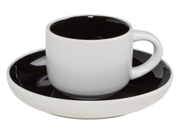 Czarno-biała filiżanka do espresso ze spodkiem Maxwell & Williams Tint, 100 ml Filiżanka ze spodkiem Porcelana Kolor Czarny