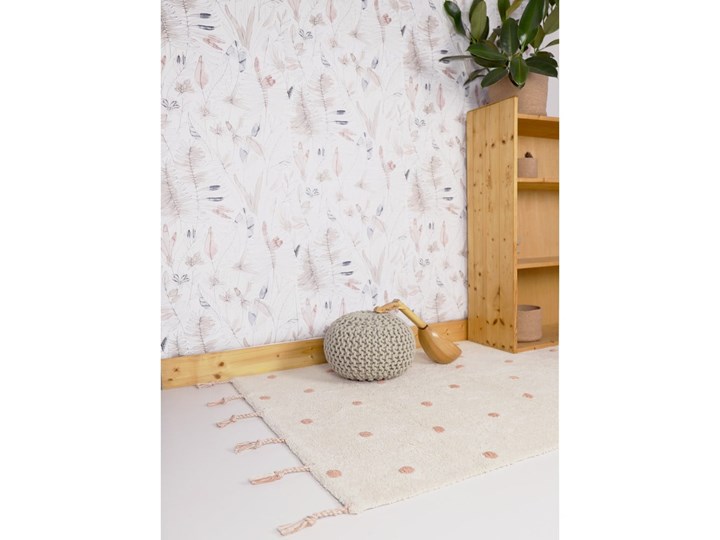Beżowo-różowy dywan z bawełny wykonany ręcznie Nattiot Numi, 100x150 cm Syntetyk Prostokątny Bawełna Dywany Kolor Beżowy