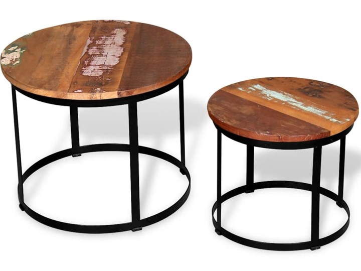 vidaXL Dwa stoliki do kawy z odzyskanego drewna, okrągłe, 40 i 50 cm Wysokość 35 cm Metal Zestaw stolików Drewno Wysokość 41 cm Kategoria Stoliki i ławy