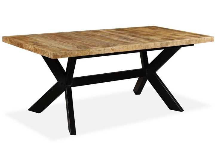 vidaXL Stół jadalniany, lite drewno mango, stalowe nogi, 180 cm Metal Styl Industrialny Wysokość 76 cm Rozkładanie