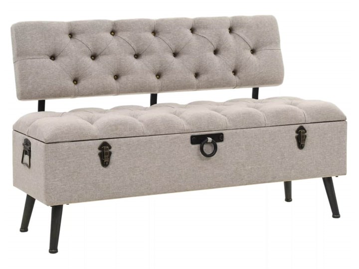 vidaXL Ławka ze schowkiem i oparciem, tkanina, 121 x 53 x 78 cm Skrzynia Pomieszczenie Salon Z oparciem Styl Rustykalny