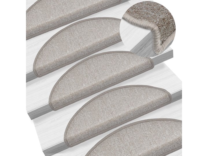 vidaXL Nakładki na schody, 15 szt., 65 x 24 x 4 cm, taupe Nakładki schodowe 24x65 cm Nieregularny Syntetyk Kategoria Dywany