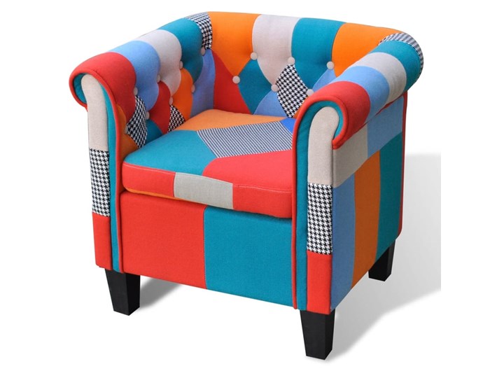 vidaXL Fotel patchworkowy Tkanina Szerokość 61 cm Fotel klubowy Drewno Tworzywo sztuczne Pomieszczenie Salon