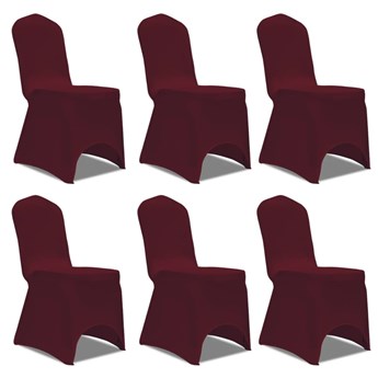 vidaXL Elastyczne pokrowce na krzesła, burgundowe, 6 szt.