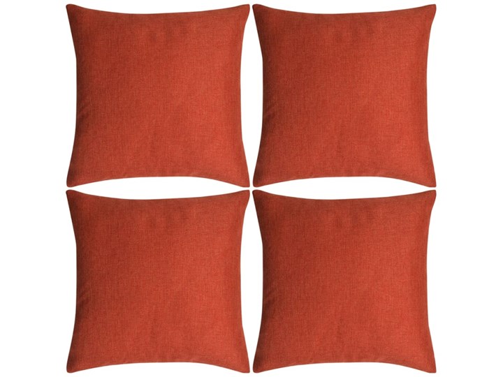 vidaXL Poszewki na poduszki 4 szt. lniane, terakota 80x80 cm Poszewka dekoracyjna Kwadratowe Len Poliester Pomieszczenie Salon Wzór Jednolity