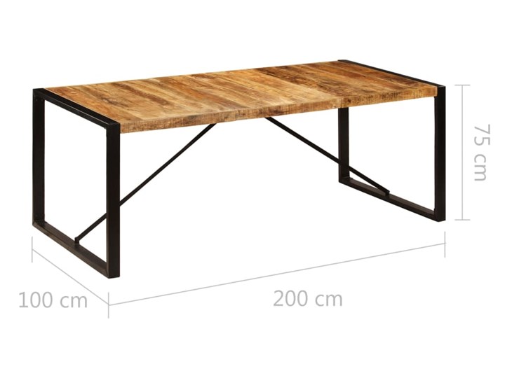 vidaXL Stół jadalniany, 200x100x75 cm, lite drewno mango Stal Rozkładanie