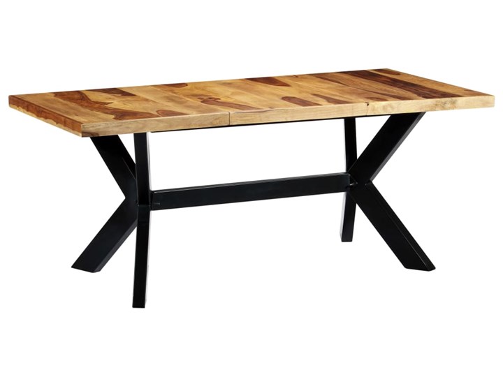 vidaXL Stół jadalniany, 180 x 90 x 75 cm, lite drewno sheesham Stal Styl Industrialny Rozkładanie