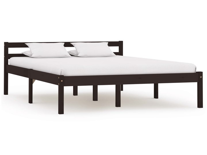 vidaXL Rama łóżka, ciemnobrązowa, lite drewno sosnowe, 140 x 200 cm Łóżko drewniane Liczba miejsc Dwuosobowe