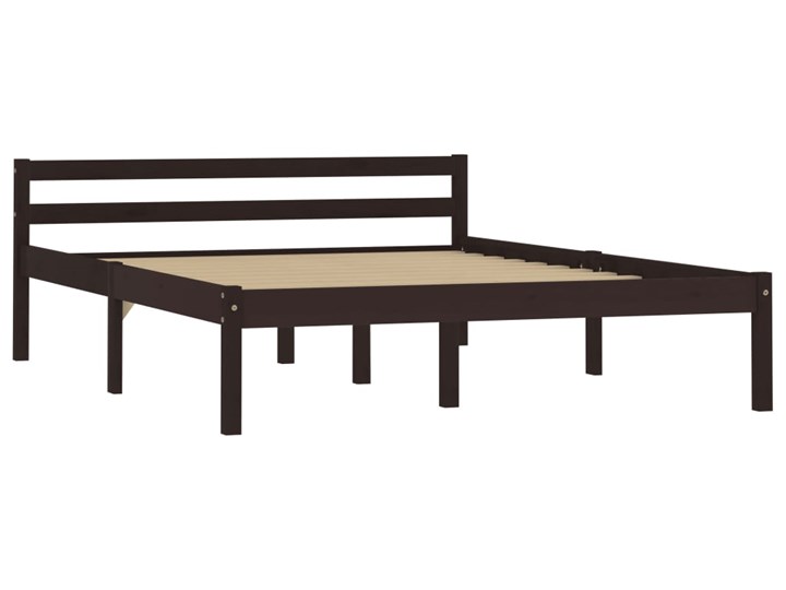 vidaXL Rama łóżka, ciemnobrązowa, lite drewno sosnowe, 140 x 200 cm Łóżko drewniane Liczba miejsc Dwuosobowe