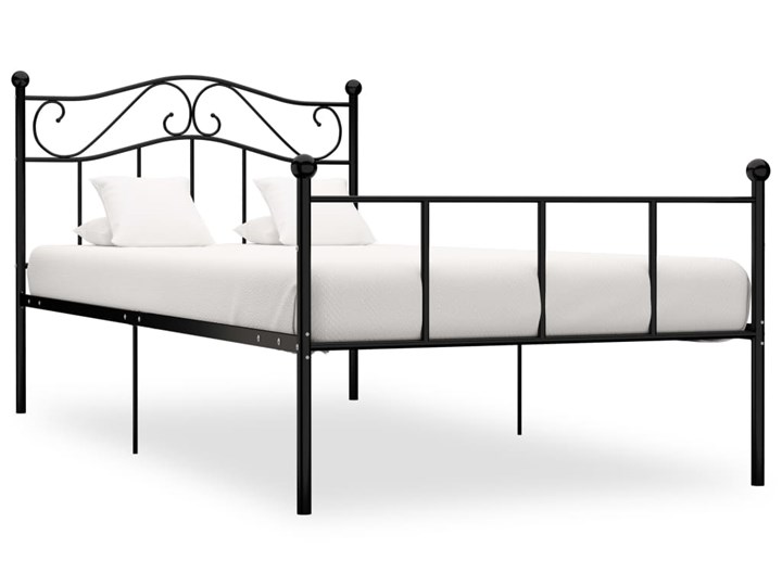 vidaXL Rama łóżka, czarna, metalowa, 90 x 200 cm Łóżko metalowe Kategoria Łóżka do sypialni Pojemnik na pościel Bez pojemnika