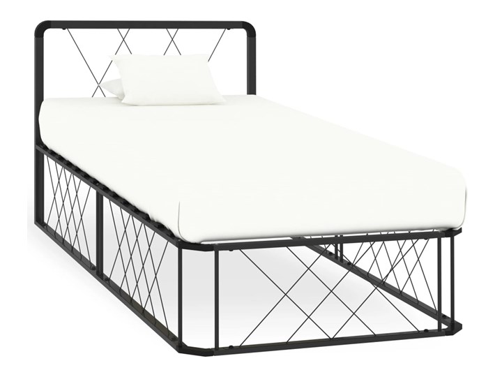 vidaXL Rama łóżka, szara, metalowa, 90 x 200 cm Łóżko metalowe Drewno Zagłówek Z zagłówkiem