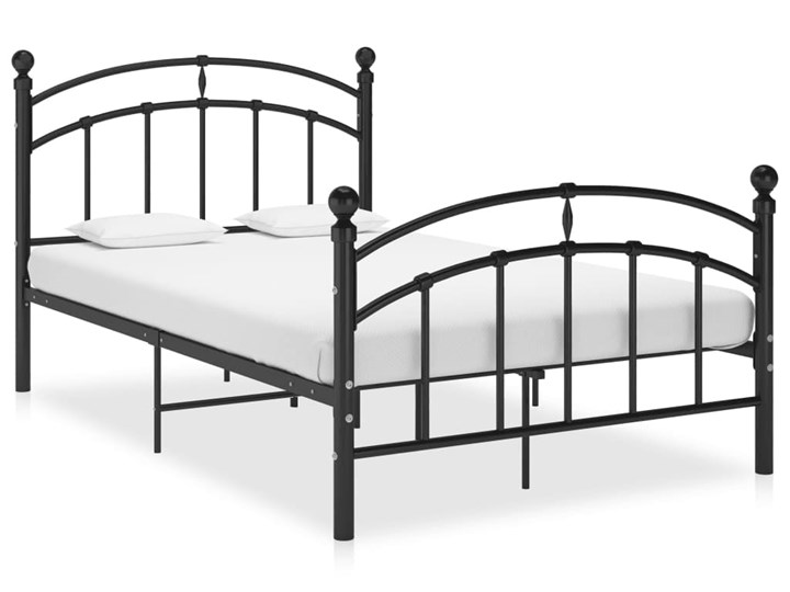 vidaXL Rama łóżka, czarna, metalowa, 120 x 200 cm Łóżko metalowe Kolor Czarny