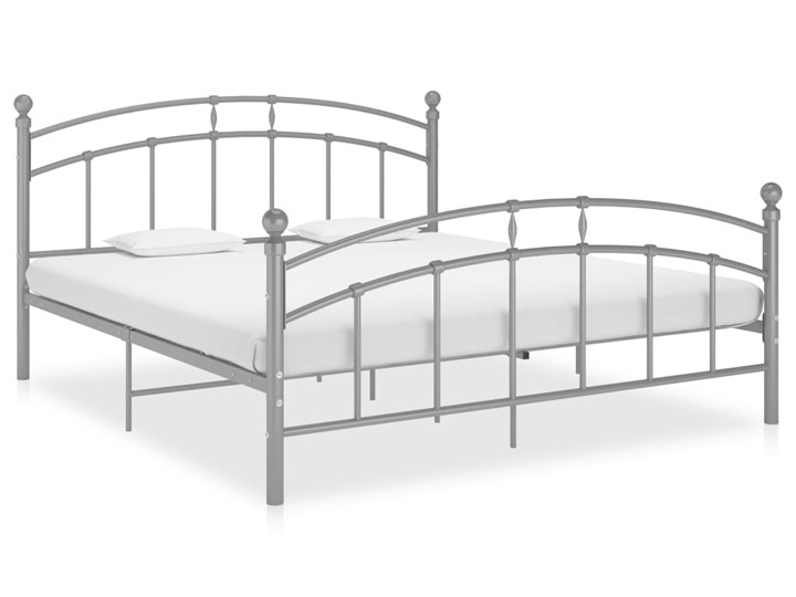 vidaXL Rama łóżka, szara, metalowa, 140 x 200 cm Łóżko metalowe Rozmiar materaca 140x200 cm