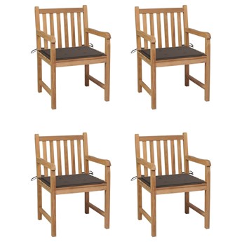 vidaXL Krzesła ogrodowe, 4 szt., poduszki taupe, drewno tekowe