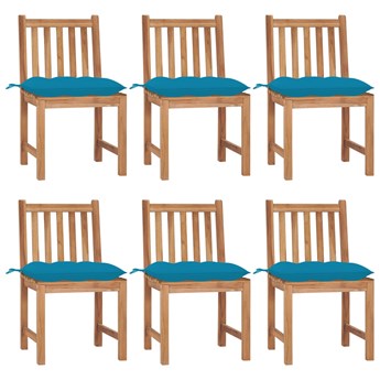 vidaXL Krzesła ogrodowe 6 szt., z poduszkami, lite drewno tekowe