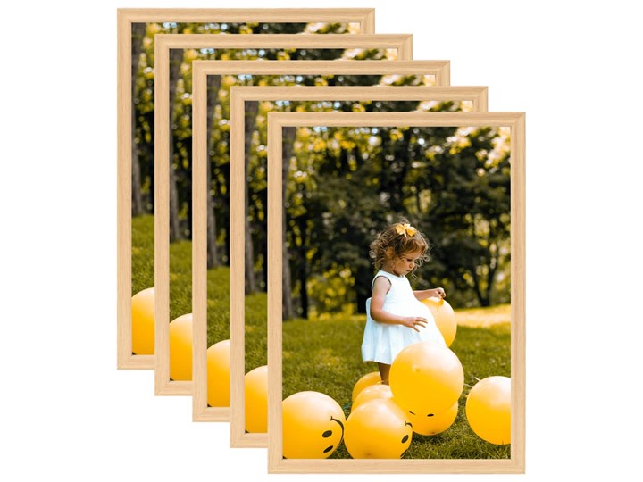 vidaXL Ramki na zdjęcia, 5 szt., ścienne lub stojące, 70x90 cm Pomieszczenie Sypialnia Tworzywo sztuczne Stojak na zdjęcia Drewno Pomieszczenie Salon