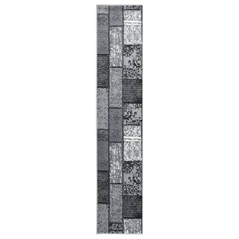 vidaXL Chodnik dywanowy, BCF, szary z geometrycznym wzorem, 60x450 cm