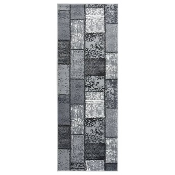 vidaXL Chodnik dywanowy, BCF, szary z geometrycznym wzorem, 100x250 cm