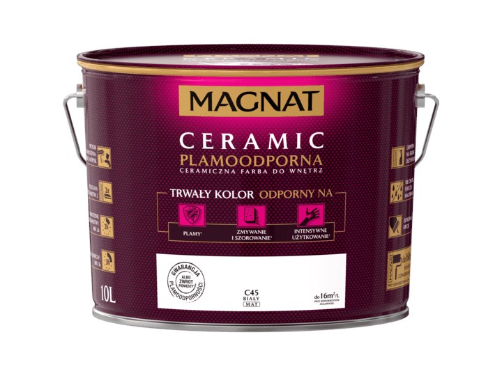 Magnat Ceramic Biały C45 10l Pigment Farby do kuchni i łazienki Farby do wnętrz Pojemność 0,25 L