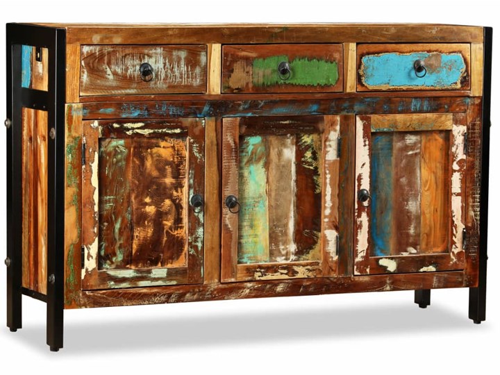vidaXL Komoda z drewna odzyskanego, 120 x 35 x 76 cm Szerokość 120 cm Styl Vintage Z szafkami i szufladami Drewno Metal Głębokość 35 cm Kategoria Komody