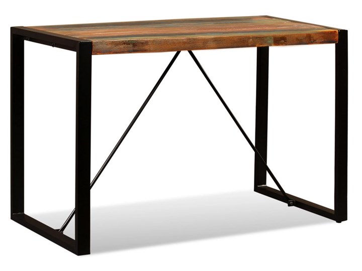 vidaXL Stół do jadalni z litego drewna odzyskanego, 120 cm Wysokość 76 cm Stal Drewno Pomieszczenie Stoły do kuchni