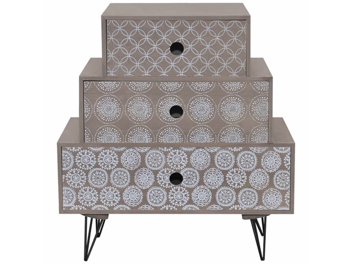 vidaXL Szafka nocna z 3 szufladami, szaro-brązowa Na zdjęcia Szerokość 52 cm Płyta MDF Wysokość 56 cm Nocne Metal Płyta laminowana Głębokość 30 cm Kolor Brązowy Kategoria Szafki i regały