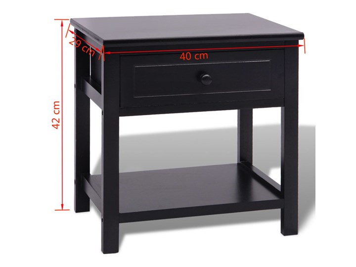 vidaXL Szafki nocne, 2 szt., drewniane, czarne Uniwersalne Głębokość 29 cm Płyta MDF Drewno Wysokość 42 cm Szerokość 40 cm Płyta laminowana Kolor Czarny Pomieszczenie Sypialnia
