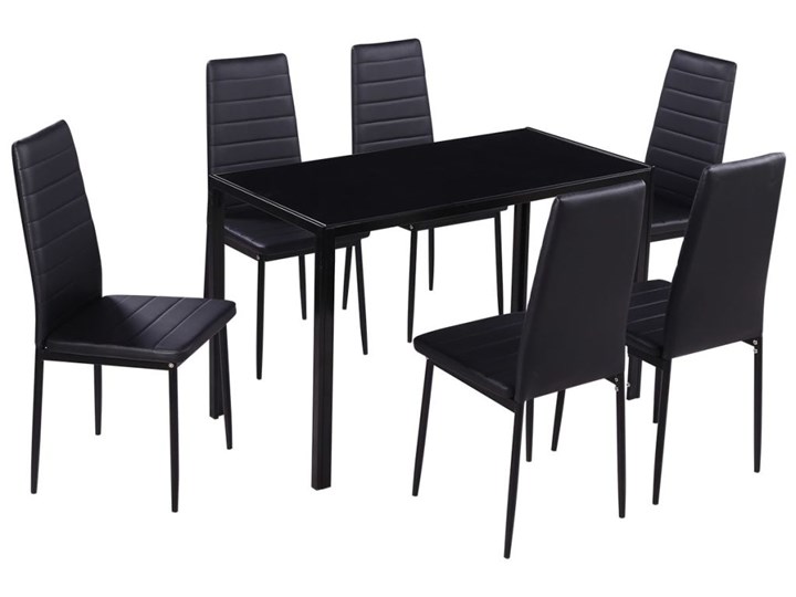 vidaXL Zestaw mebli do jadalni - 7 elementów czarny Liczba krzeseł 6 krzeseł