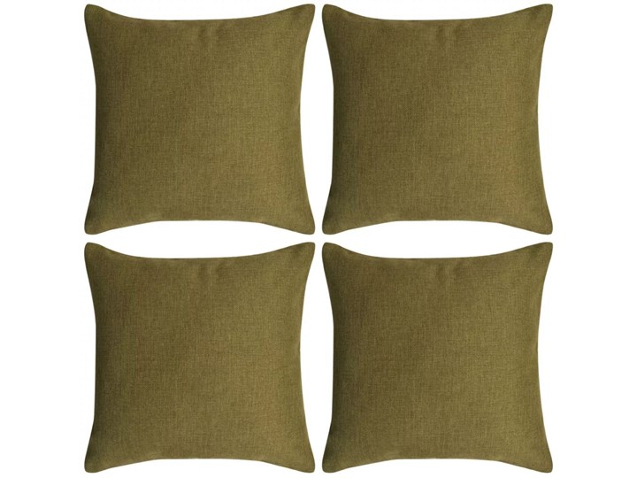 vidaXL Poszewki na poduszki 4 szt. lniane, zielone 80x80 cm Poliester Poszewka dekoracyjna Kolor Khaki Kwadratowe Len Pomieszczenie Salon