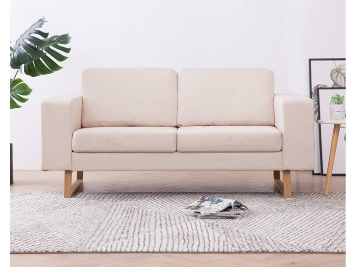 vidaXL Sofa 2-osobowa tapicerowana tkaniną, kremowa Głębokość 82 cm Szerokość 156 cm Stała konstrukcja Kategoria Sofy i kanapy